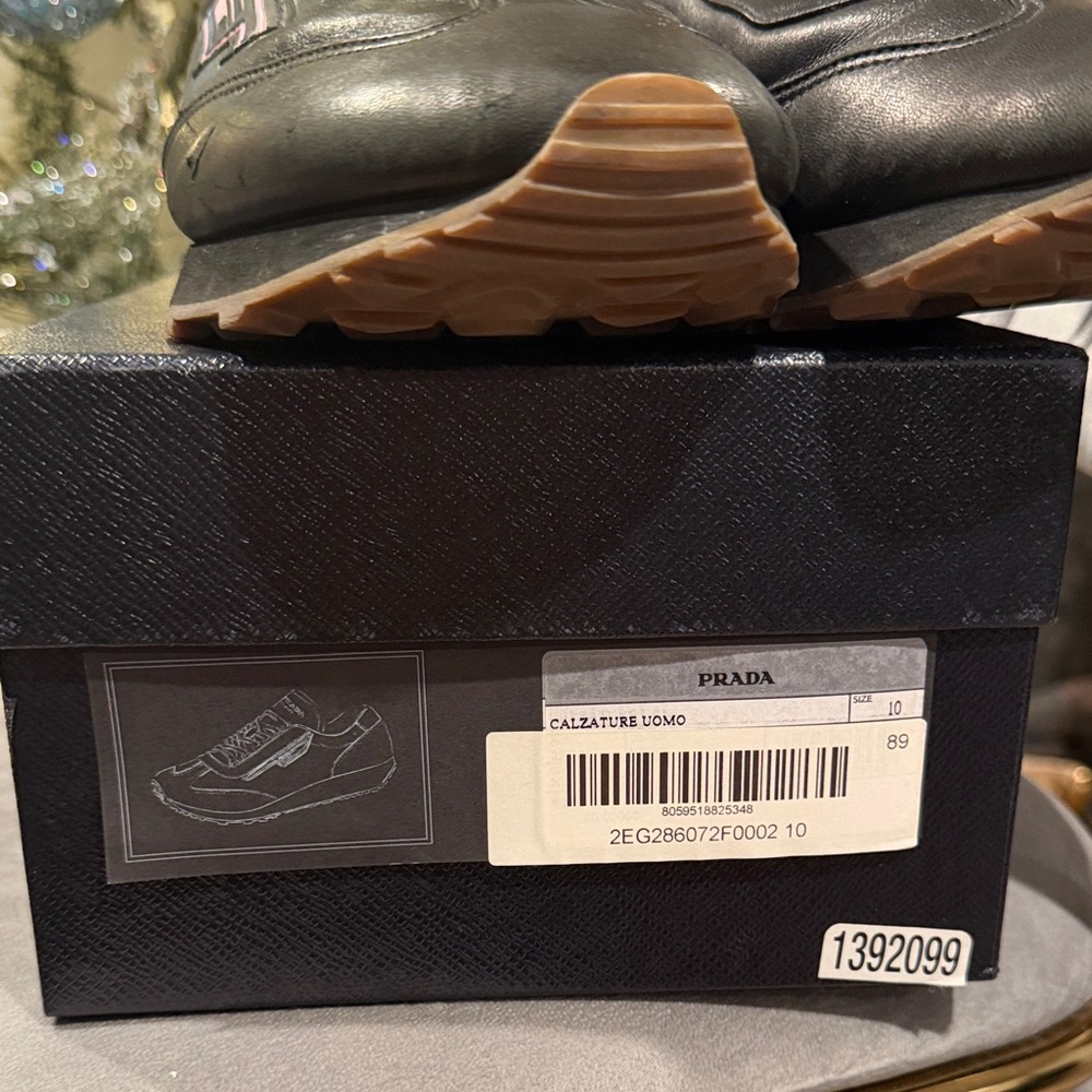 Prada Men's Black Leather Sneakers - Picture 12 of 14